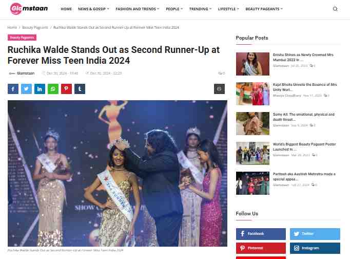 Forever Miss Teen India 2024 Second Runner Up | Ruchika Walde